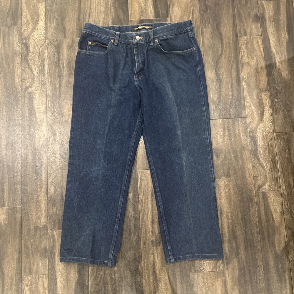 Lee Regular Fit Straight Leg Dark Wash Denim Jeans 5-Pocket Men's Size 38x32